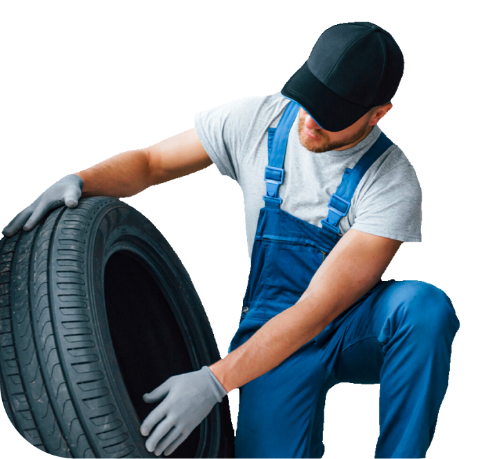 Worker with tire
